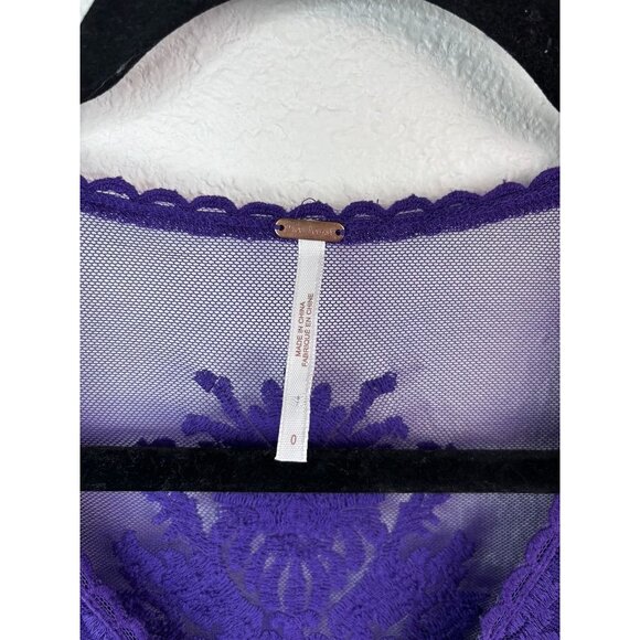 Free People women's 0 purple lace v-neck sleeveless‎ mini fit and flare dress - Picture 3 of 7